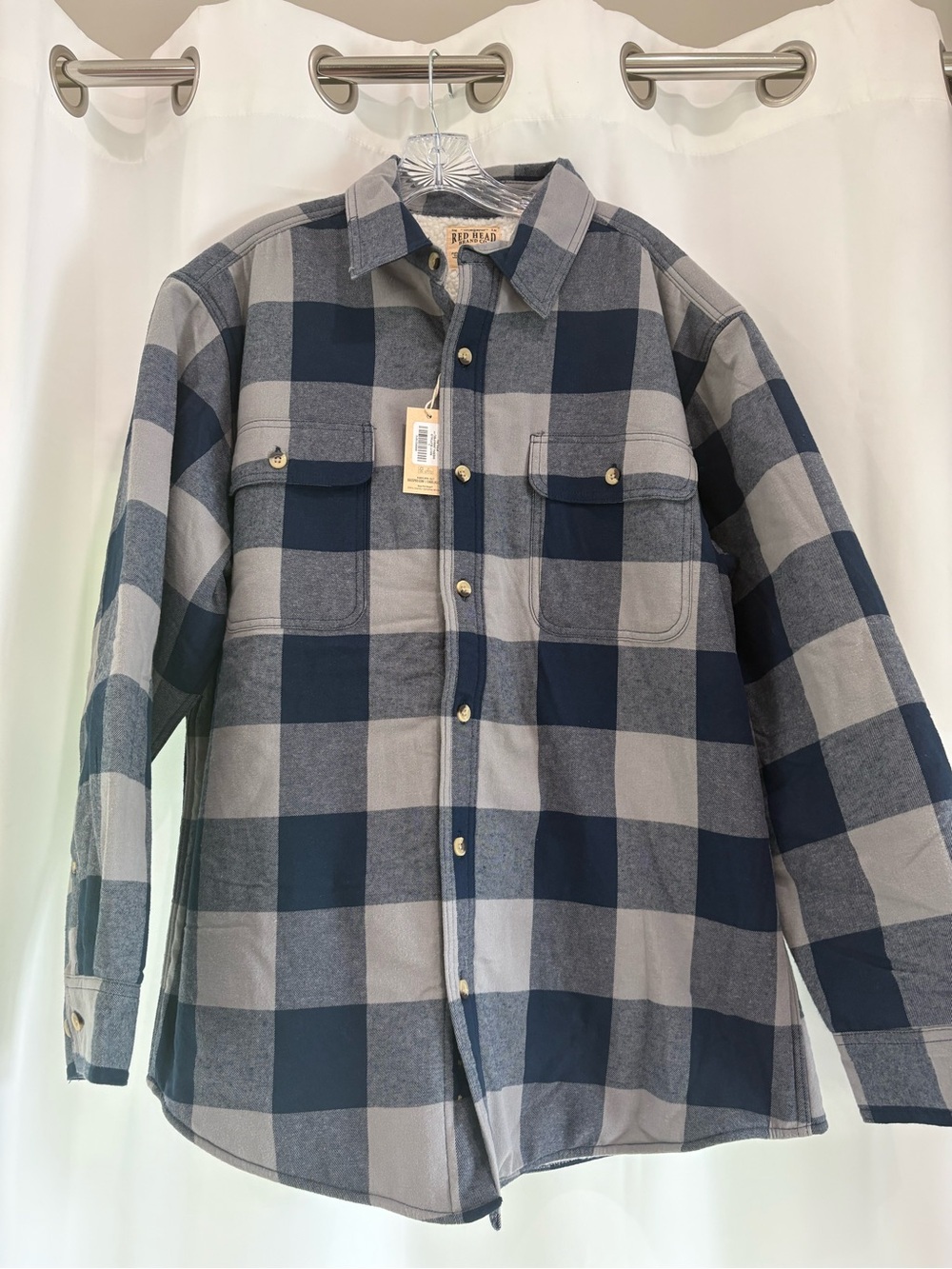Red Head Men’s Blue & Gray Plaid Button-Up Shirt/Jacket